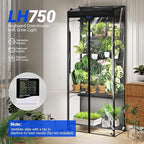 Barrina LH750 Pegboard Indoor Greenhouse with Grow Light, Plant Cabinet with 4PCS 5000K Full Spectrum Grow Lamps, 3 Adjustable Pegboards, 2 Racks, Wheel, for Foliage Plant, Seedling, 29.5x13.8x67.9IN