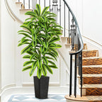 Artificial Yellow Dracaena Tree - 6FT Tall Fake Plants with Black Planter - Artificial Plants Indoor Floor Plant in Pot - Large Tropical Fake Yucca Potted Tree for Home Office Living Room Decor