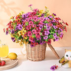 Waipfaru Artificial Flowers for Outdoors, 24 Bundles Faux Plants Outdoor, UV Resistant Artificial Plants Outdoor, Silk Fake Artificial Flowers for Outside Home Decor Planter Porch Patio Decoration