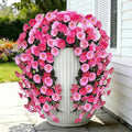 Artificial Flowers for Outdoors Fake Pink Morning Glory Hanging Flower Decoration, 2Pcs Realistic Faux Plants Petunias Long Trailing Vines,Spring Decor for Porch Patio Balcony Planter Yard