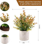 2 Pack Small Fake Plants Eucalyptus Potted Artificial Plants for Shelf Desk Home Bathroom Farmhouse Room Coffee Table Decor Fall Decor (Yellow)