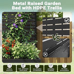 Metal Raised Garden Bed with Trellis, 35"x16"x47" Planter Box for Vegetables & Climbing Plants, Outdoor HDPE Privacy Screen Planter with Drainage Holes for Patio, Backyard, Garden