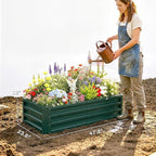 Outsunny Galvanized Raised Garden Bed, 4' x 2' x 1' Metal Planter Box, for Growing Vegetables, Flowers, Herbs, Succulents, Green