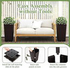 Giantex Set of 2 Outdoor Wicker Flower Pot, 23 Inch Tall Planters with Drainage Hole, Self-Watering Tray, Rattan Flower Pots, Indoor Outdoor Decoration for Front Porch Balcony Entryway (Dark Brown)