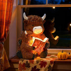 GIGALUMI Solar Highland Cow Decor 8" Garden Statue, Outdoor Decor, Decoration with Light for Patio Yard Lawn Balcony, Christmas/Birthday Gifts for Mom Women