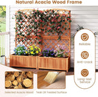 HAPPYGRILL Wooden Raised Garden Bed with Trellis, 63" Tall Planter Box with Trellis & Slat Bottom Base Vine Climbing Plants Flowers, Outdoor Freestanding Garden Box for Backyard Balcony (1)