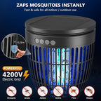 Solar Bug Zapper Outdoor, Jinyeda 4200V Mosquito Zapper with RGB Projector & Flame Lights, Cordless Mosquito Killer, USB Rechargeable Fly Insect Trap Waterproof Lighting Decor for Patio, Garden, Yard