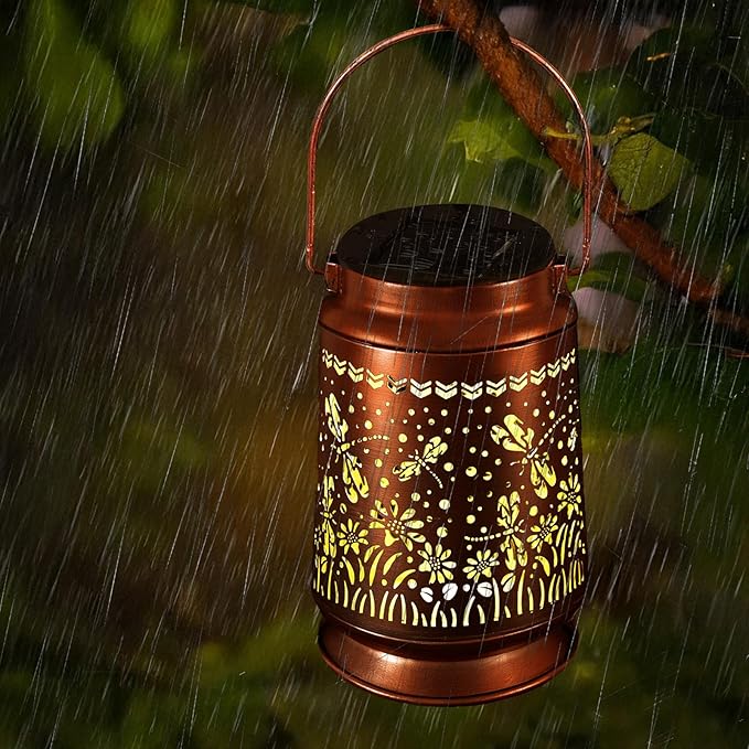 Solar Lanterns Outdoor Waterproof Gifts for Women Grandma Gifts for Mom Butterfly Garden Decor Solar Hanging Lantern Metal for Patio Yard Festival Pathway Landscape
