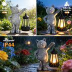 Solar Garden Cat Statue with LED Lights, Outdoor Cat Figurine for Cat Lovers, Yard Lawn Patio Home Decor, Mother’s Day Birthday Gifts for Women Mom Grandma