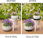6pcs Black Plastic Plant Saucers (4 inch) - Heavy Duty Indoor Plant Trays for Pots with Water Drainage, Drip Catcher & Decor (Set of 6 Round Saucers)