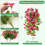 Homsunny Artificial Fake Flowers Plants UV Resistant, Faux Petunias Silk Flowers for Outdoors No Fade, Fake Outdoor Flowers for Planters Spring, Realistic Home Garden Balcony Yard Decor (Red)