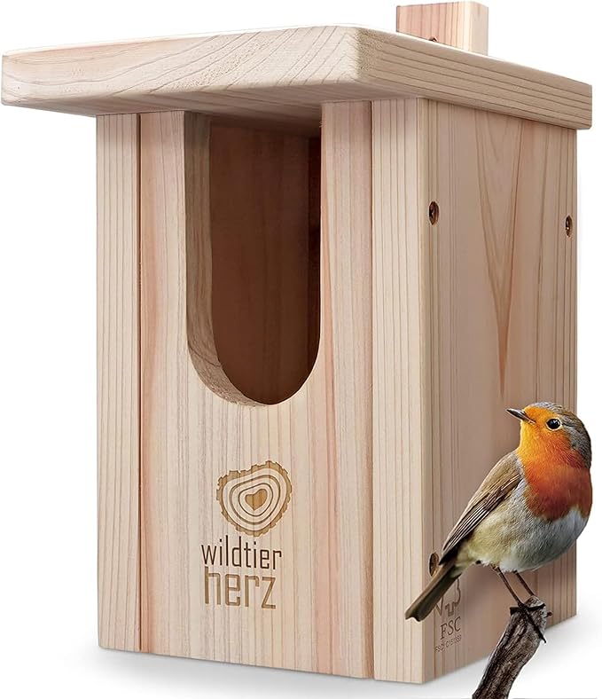 Wildlife Heart I Bird Nestheline Deals Made of Solid Wood - Screwed, Nesting Boxes for Birds, Nesting Box red throats, Bird House Incubator for Birds, birded Box Weatherproof