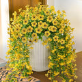 Artificial Hanging Flowers Plants for Outdoor Fall Decoration, 2PCS Faux Silk Daisy UV Resistant Look Real for Outside Home Indoor Planter Porch Garden Yard Autumn Decor(Yellow)