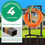 TomCare Garden Hose Holder Heavy Duty Water Hose Holder Holds 160 FT Hoses 4 Spikes Hose Reel Freestanding Hose Hanger Sturdy Hose Storage Stand for Outside Yard Lawn