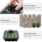 Hahood 6 Pack 12-Cells Seed Starter Tray Kit with Humidity Dome and Base, Germination Tray Including Peat Pellets, Plant Labels, Tool, Plastic Plant Seedling Starter Trays for Indoor Outdoor, Black