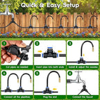 100Ft 360° Adjustable Drip Irrigation System Kit, 1/4 Inch PE Tubing with 20 Bendable Nozzles, Automatic Garden Watering System for Greenhouse, Lawn, Raised Bed, Flower Bed