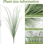 14 Bundles Artificial Plants Onion Grass Outdoor 20 Inch Tall Fake Shrubs Wheat Grass UV Resistant Greenery Stems Faux Bushes Plant for Indoor Outdoor Garden Office Home Decor, Light Green