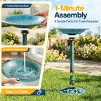 VIVOHOME Bird Bath with Solar Fountain for Outside, Polyresin Pedestal Bird Baths with Solar Powered Pump for Outdoor, Garden, Weather-Resistant Birdbaths with 20" Bowl, Green