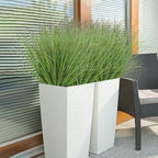 24 Bundles Artificial Plants Onion Grass Outdoor 20 Inch Tall Fake Shrubs Wheat Grass UV Resistant Greenery Stems Faux Bushes Plant for Indoor Outdoor Garden Office Home Decor, Green
