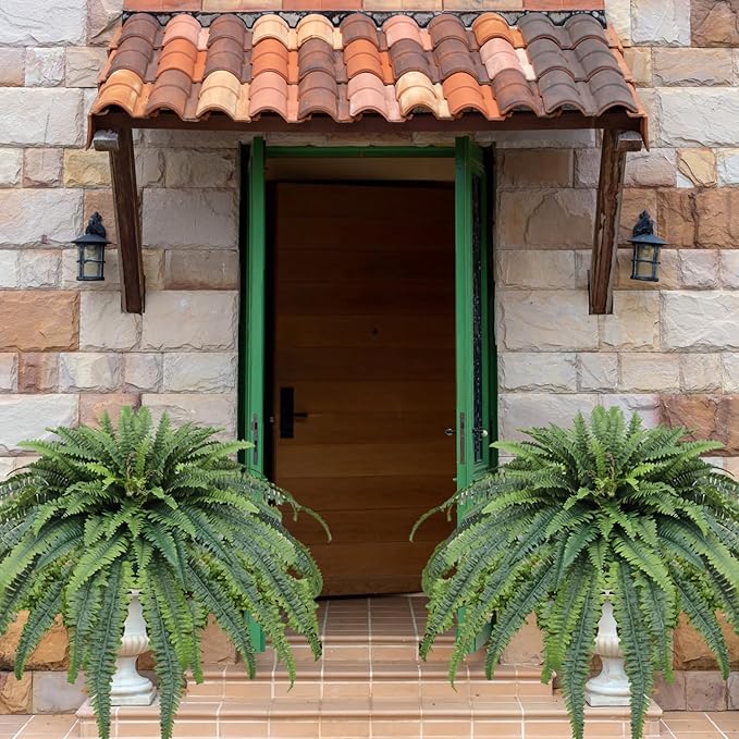 Artificial Ferns for Outdoors, 68" Fake Fern Artificial Plants Large, UV Resistant Faux Boston Fern Suitable for Porch Planters Home Indoors Entrance Patio Garden Porch (1 Stem)