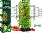Legigo 6 Pack Square Tomato Cages- 60 Inch Heavy Duty Tomato Trellis for Climbing Plants Outdoor, Tomato Plant Support Stakes Cage Garden Trellis for Garden Raised Garden Bed Cucumbers Vegetables