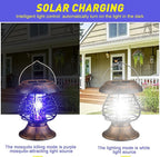 Qualirey Solar Bug Zapper Outdoor Waterproof Mosquito Repellent Outdoor Solar Mosquito Zapper Plastic Ring Bug Lights Insect Mosquito Killer Lamp (Antique Bronze,2 Pcs)