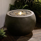 Tankana Garden Water Fountain Outdoor - Indoor Large Round Bubbler Water Feature with Lights & Pump and Concrete Effect for Patio Pool Pond Yard Home Decor Gray, 25 "L X 25" W X 17.5" H