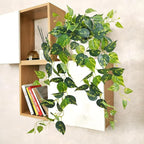 Waipfaru Fake Plants Artificial Plants Indoor, 1Pcs 34" Realistic Artificial Hanging Fake Pothos Vines Ivy Potted, Faux Pothos for Living Room Office Bedroom Bathroom Kitchen Shelves Indoor Home Decor