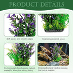 Aquarium Plants (2-Pack) Artificial Plastic Fish Fish Habitat Decor, Small to Moderate Size Aquarium Decorations, Safe Green Plants for Freshwater Tanks (Purple & Green Mix)
