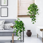 Artificial Hanging Plants with White Pots –2 Pack Fake Pothos Potted Plants Faux Ivy Vines 23.6‘’, Realistic Greenery Hanging Fakeplants Indoor for Home Decor, Bedroom, Bathroom, Office, Living Room