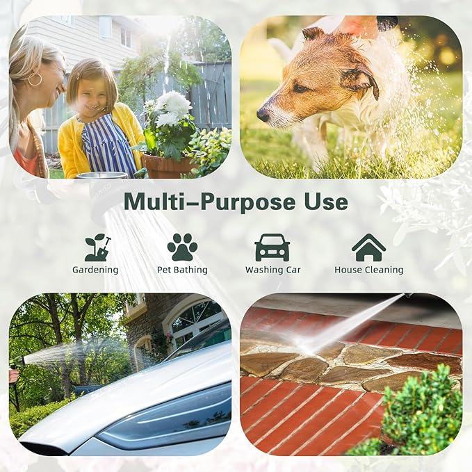 Coil Hose 15FT EVA Coil Garden Hose With 3/4'' Brass Connector Coiled Water Hose Lightweight And No Kink Includes 7 Patterns Spray Nozzle For Outdoors Lawn Watering Car Washing