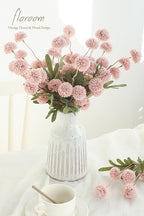 Floroom 5pcs Shabby Blush Faux Silk Mums Artificial Flowers, Bulk Fake Small Mini Chrysanthemums with Stems for DIY Wedding Centerpieces Floral Arrangements Vase Fillers Home Decorations