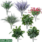 Starttag 20PCS Artificial Plants for Outdoor Decor Realistic Faux Greenery & Flowers Fake Plastic Leaves with Stems UV Resistant Outside Bushes for Garden Patio and Porch