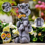 Pohabery Solar Garden Decor Elephant Statue Outdoor, Luck Triple Elephant Decorations for Yard Porch Lawn Patio - Ideal Gifts for Women Mom Grandma Senior Elder or Birthdays 12"