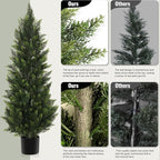 Vitalismo Outdoor Artificial Cedar Topiary Tree, Faux Evergreen Shrubs for Front Porch Decor, Lifelike Fake Bushes Plants for Home Living Room Front Door Decor (2, 4ft)