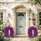 Artificial Flowers for Outdoors Fake Purple Fuchsia Bougainvillea Hanging Flower Decoration, 2Pcs Realistic Faux Silk Plants Long Trailing Vines, Spring Decor for Porch Patio Balcony Planter Yard