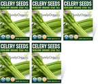 Organic Utah Tall Celery Seeds - USDA Organic, Non-GMO, Open Pollinated, Heirloom, USA Origin (5 Packets - 1.25 Grams - Approx 2500 Seeds)