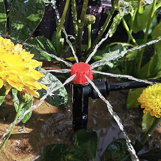 60 Pcs Quick-Connect Drip Irrigation Emitters for 1/4 inch Irrigation Tubing 360 Degree Adjustable Water Flow Drip Irrigation Heads Irrigation Drippers for Potted Plants Flower Raised Bed Vegetable