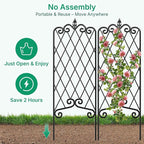 Amagabeli Garden Trellis for Climbing Plants 47” x 16” Rustproof Black Iron Plant Trellis Potted Vines Vegetables Flowers Patio Metal Wire Lattices Grid Panels for Ivy Cucumbers Clematis 2 Pack GT03