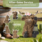 Solar Highland Cow Garden Outdoor Statue,Cow Figurines Sculpture with LED Light,Farmhouse Decor,Patio Balcony Yard for Pasture & Farm Theme Mother's Day Housewarming Gift for Women Mom Grandma