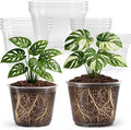 Bluepro 16 Pack 10/8/6/5 Inch Reinforced Large Clear Nursery Pots with Drainage Holes, Transparent Variety Pack Plastic Plant Pot for Vegetable Propagation, Root Cutting, Seed Starting