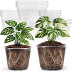Bluepro 16 Pack 10/8/6/5 Inch Reinforced Large Clear Nursery Pots with Drainage Holes, Transparent Variety Pack Plastic Plant Pot for Vegetable Propagation, Root Cutting, Seed Starting