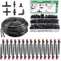 100FT 1/4" Drip Irrigation System Kit, Automatic Watering System, DIY Automatic Irrigation Equipment Set for Greenhouse, Garden, Yard, Lawn