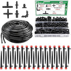 100FT 1/4" Drip Irrigation System Kit, Automatic Watering System, DIY Automatic Irrigation Equipment Set for Greenhouse, Garden, Yard, Lawn
