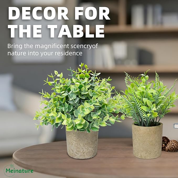 3 Pcs Fake Plant Set, Mini Artificial Potted Greenery, Small Faux Plants Decorative Accents for Home Office Desk Shelf Table Indoor Room Decoration