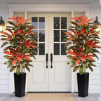 Artificial Red Dracaena Tree - 7FT Tall Fake Plants with Black Square Planter - Artificial Plants Indoor Floor Plant in Pot - Large Tropical Fake Yucca Potted Tree for Home Office Living Room Decor