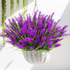 Kinisty 20 Bundles Outdoor Artificial Plants and Flowers, UV Resistant Faux Monkey Grass with Lavender and Fake Plastic Greenery for Spring Summer Outside Planter Porch Garden Decor, Fuchsia
