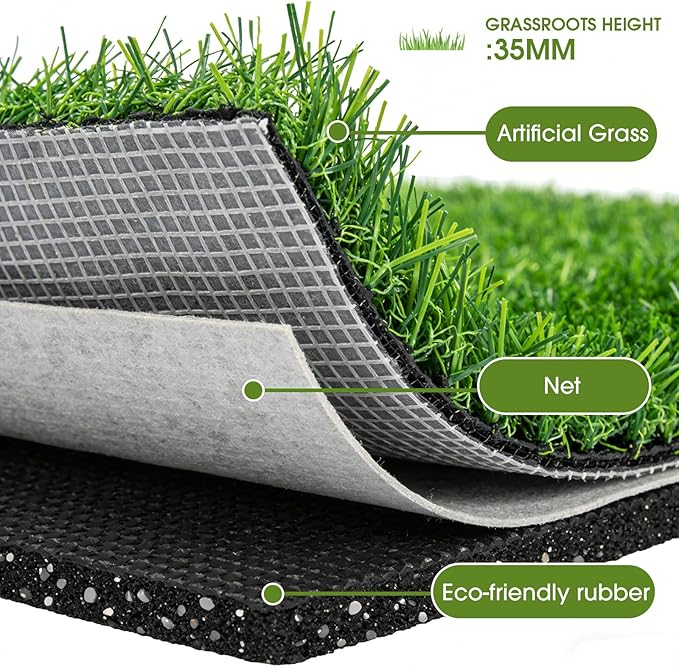 Artificial Grass Turf Grass for Dogs & Outdoor Use, Realistic Fake Lawn Grass for Patio, Garden, Balcony, Durable Turf for Indoor Outdoor Mats (39.4 x 23.6 in)