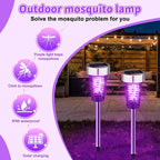 Qualirey 12 Pack Solar Bug Zapper Outdoor Waterproof Mosquito Repellent Killer Bug Zapper Lamp with LED Light for Outdoor Garden Patio Yard (Purple and Warm Light,Silver)
