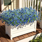 SHareconn 24 Bundles Artificial Flowers for Outdoors Decoration, Faux Plants Fake Silk Colorful Daisy Eucalyptus Lavender, UV Resistant for Outside Home Porch Patio Indoor Spring Decor, Blue